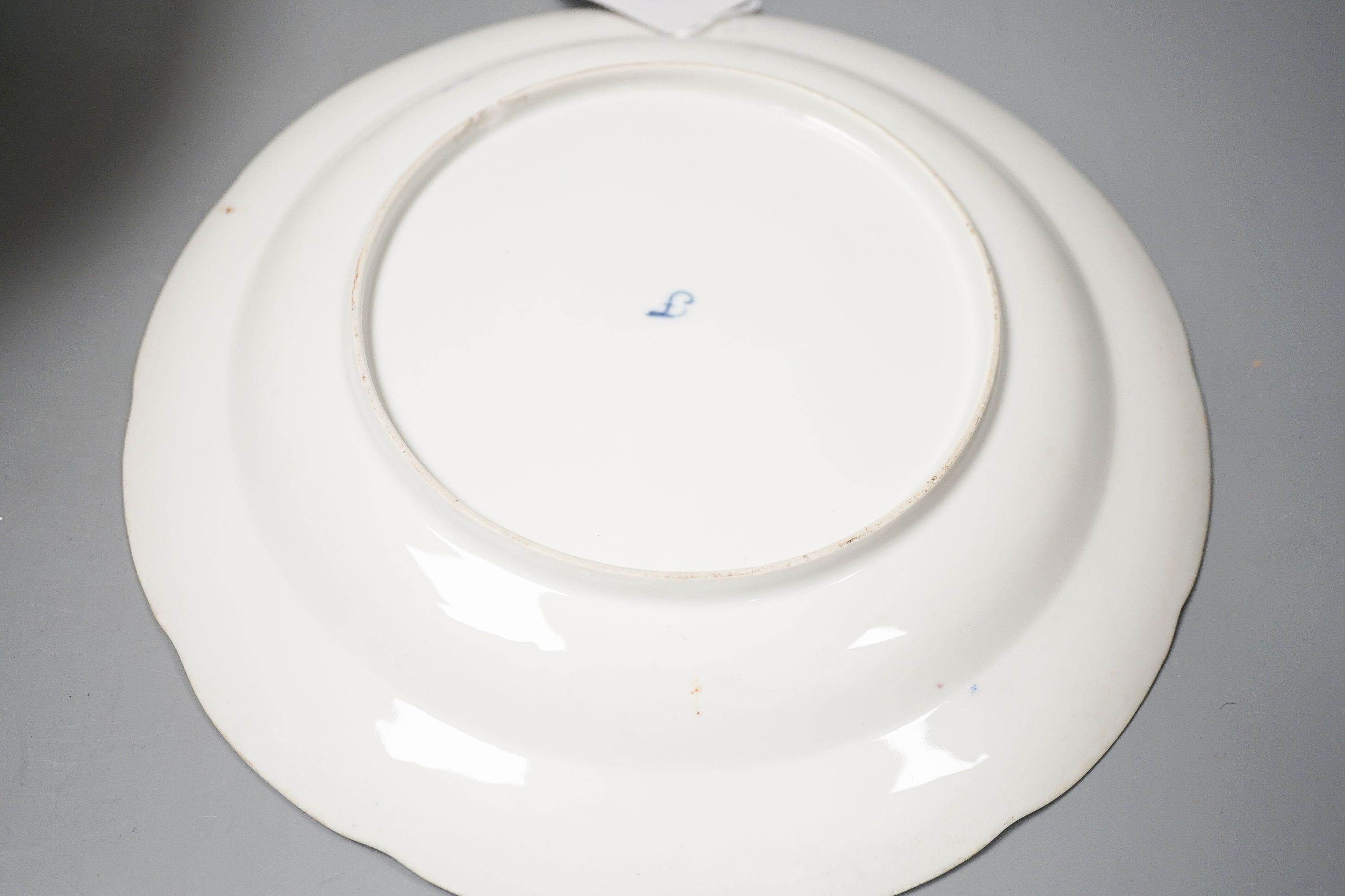 A Furstenburg dessert plate, later painted in puce, signed in reverse ‘W Munscher Stuttgart 1875’, 14.75cm an early 19th century Derby vase and a chinoiserie porcelain bowl (3)